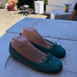 Naturalizer Womens Turquoise Leopold Satin Ballerina Ballet Flat Shoes Size 8.5M